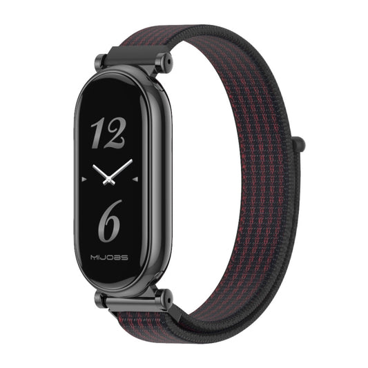 For Xiaomi Smart Band 10 / 9 / 8 Mijobs GT4 Breathable Nylon Loop Watch Band(Black Red) - Watch Bands by MIJOBS | Online Shopping UK | buy2fix