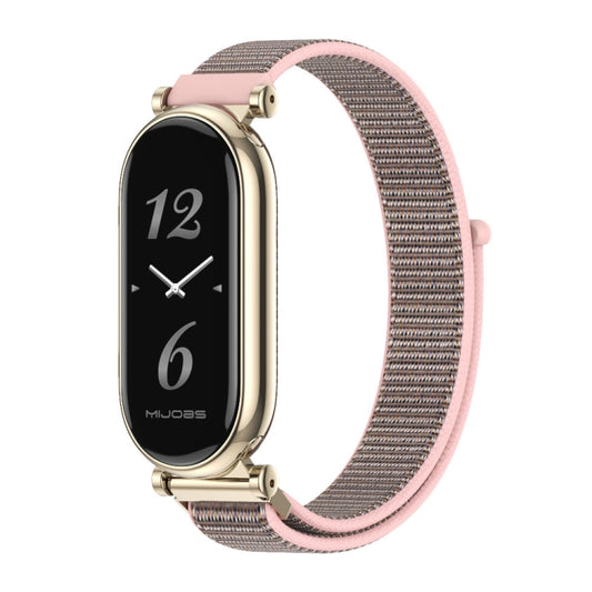 For Xiaomi Smart Band 10 / 9 / 8 Mijobs GT4 Breathable Nylon Loop Watch Band(Pink Light Gold) - Watch Bands by MIJOBS | Online Shopping UK | buy2fix