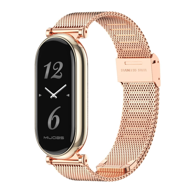 For Xiaomi Smart Band 10 / 9 / 8 Mijobs GT4 Milan Buckle Metal Watch Band(Rose Gold) - Watch Bands by MIJOBS | Online Shopping UK | buy2fix