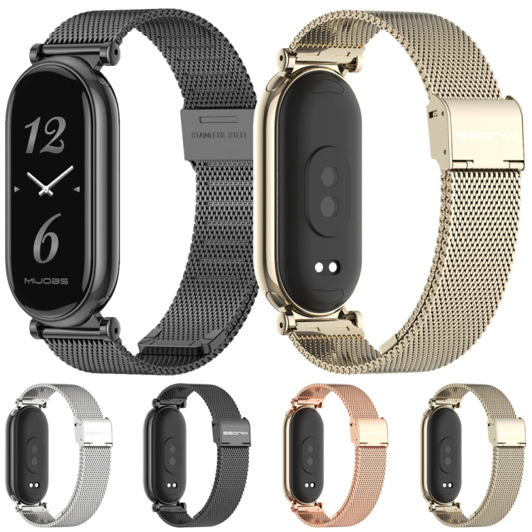 For Xiaomi Smart Band 10 / 9 / 8 Mijobs GT4 Milan Buckle Metal Watch Band(Rose Gold) - Watch Bands by MIJOBS | Online Shopping UK | buy2fix