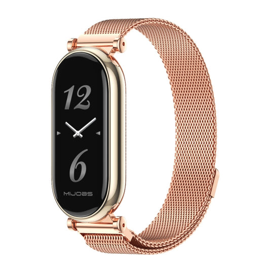For Xiaomi Smart Band 10 / 9 / 8 Mijobs GT4 Milan Magnetic Metal Watch Band(Rose Gold) - Watch Bands by MIJOBS | Online Shopping UK | buy2fix