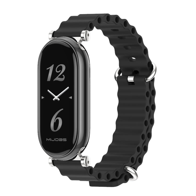 For Xiaomi Smart Band 10 / 9 / 8 Mijobs GT4 Marine Silicone Breathable Watch Band(Black Silver) - Watch Bands by MIJOBS | Online Shopping UK | buy2fix