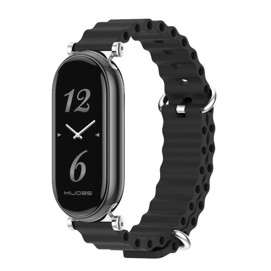 For Xiaomi Smart Band 10 / 9 / 8 Mijobs GT4 Marine Silicone Breathable Watch Band(Black Silver) - Watch Bands by MIJOBS | Online Shopping UK | buy2fix