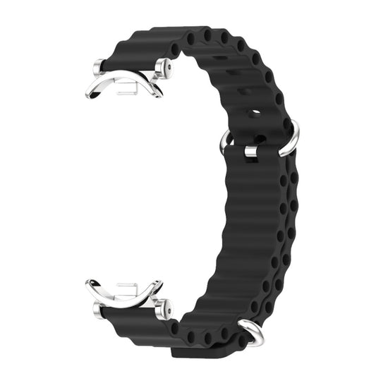 For Xiaomi Smart Band 10 / 9 / 8 Mijobs GT4 Marine Silicone Breathable Watch Band(Black Silver) - Watch Bands by MIJOBS | Online Shopping UK | buy2fix