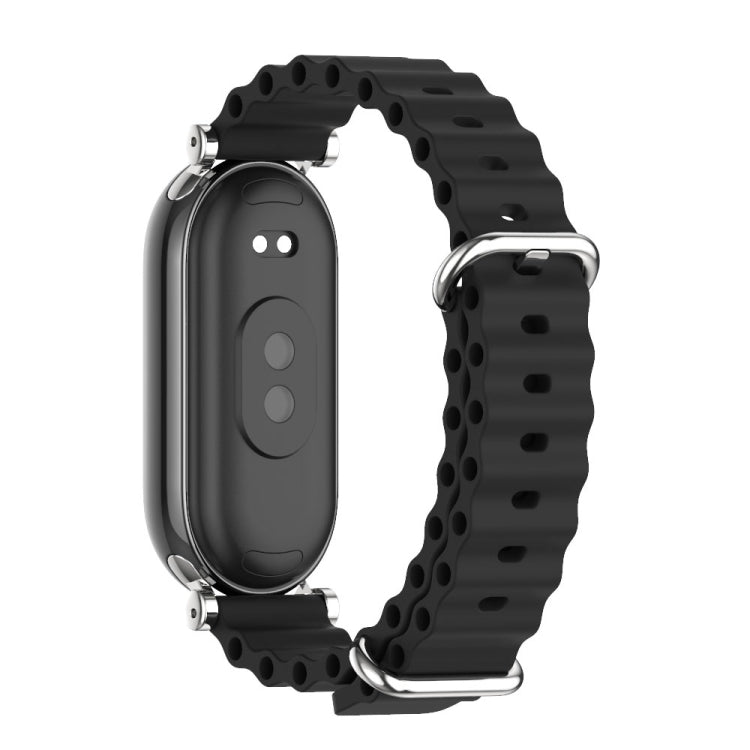 For Xiaomi Smart Band 10 / 9 / 8 Mijobs GT4 Marine Silicone Breathable Watch Band(Black Silver) - Watch Bands by MIJOBS | Online Shopping UK | buy2fix