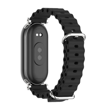 For Xiaomi Smart Band 10 / 9 / 8 Mijobs GT4 Marine Silicone Breathable Watch Band(Black Silver) - Watch Bands by MIJOBS | Online Shopping UK | buy2fix