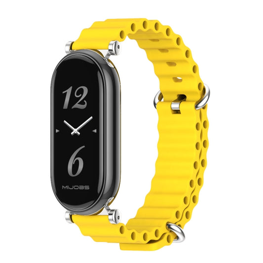 For Xiaomi Smart Band 10 / 9 / 8 Mijobs GT4 Marine Silicone Breathable Watch Band(Yellow Silver) - Watch Bands by MIJOBS | Online Shopping UK | buy2fix