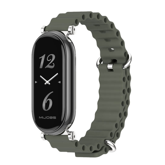 For Xiaomi Smart Band 10 / 9 / 8 Mijobs GT4 Marine Silicone Breathable Watch Band(Khaki Green Silver) - Watch Bands by MIJOBS | Online Shopping UK | buy2fix