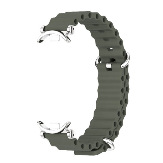 For Xiaomi Smart Band 10 / 9 / 8 Mijobs GT4 Marine Silicone Breathable Watch Band(Khaki Green Silver) - Watch Bands by MIJOBS | Online Shopping UK | buy2fix