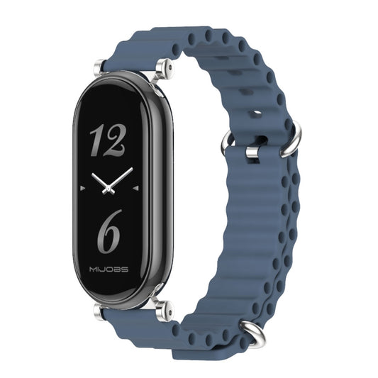 For Xiaomi Smart Band 10 / 9 / 8 Mijobs GT4 Marine Silicone Breathable Watch Band(Dark Blue Silver) - Watch Bands by MIJOBS | Online Shopping UK | buy2fix