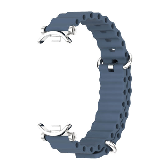 For Xiaomi Smart Band 10 / 9 / 8 Mijobs GT4 Marine Silicone Breathable Watch Band(Dark Blue Silver) - Watch Bands by MIJOBS | Online Shopping UK | buy2fix