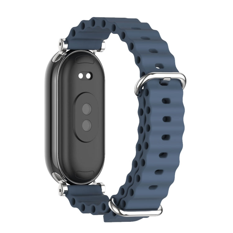 For Xiaomi Smart Band 10 / 9 / 8 Mijobs GT4 Marine Silicone Breathable Watch Band(Dark Blue Silver) - Watch Bands by MIJOBS | Online Shopping UK | buy2fix