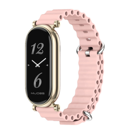 For Xiaomi Smart Band 10 / 9 / 8 Mijobs GT4 Marine Silicone Breathable Watch Band(Pink Light Gold) - Watch Bands by MIJOBS | Online Shopping UK | buy2fix