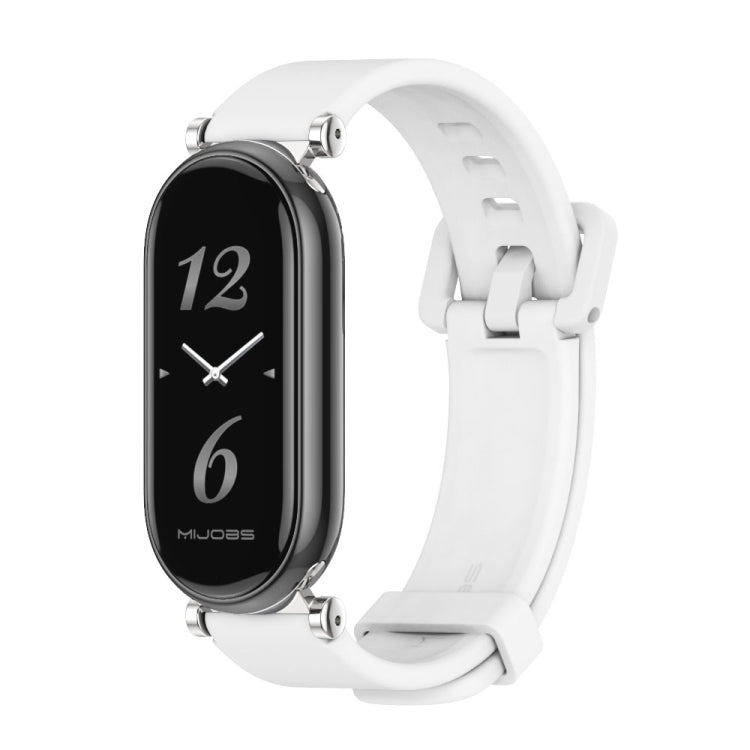 For Xiaomi Smart Band 10 / 9 / 8 Mijobs GT4 Silicone Breathable Watch Band(White Silver) - Watch Bands by MIJOBS | Online Shopping UK | buy2fix