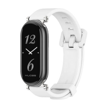 For Xiaomi Smart Band 10 / 9 / 8 Mijobs GT4 Silicone Breathable Watch Band(White Silver) - Watch Bands by MIJOBS | Online Shopping UK | buy2fix