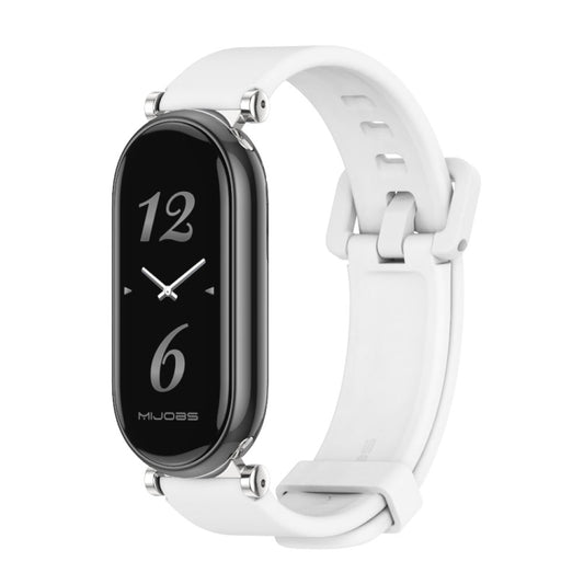 For Xiaomi Smart Band 10 / 9 / 8 Mijobs GT4 Silicone Breathable Watch Band(White Silver) - Watch Bands by MIJOBS | Online Shopping UK | buy2fix