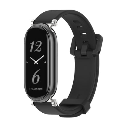 For Xiaomi Smart Band 10 / 9 / 8 Mijobs GT4 Silicone Breathable Watch Band(Black Silver) - Watch Bands by MIJOBS | Online Shopping UK | buy2fix
