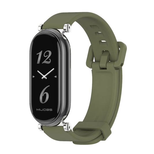 For Xiaomi Smart Band 10 / 9 / 8 Mijobs GT4 Silicone Breathable Watch Band(Army Green Silver) - Watch Bands by MIJOBS | Online Shopping UK | buy2fix
