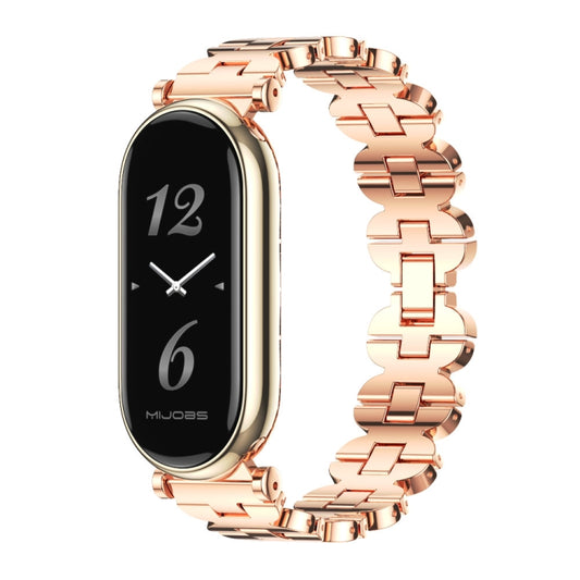For Xiaomi Smart Band 10 / 9 / 8 Mijobs GT4 Bone Chain Metal Watch Band(Rose Gold) - Watch Bands by MIJOBS | Online Shopping UK | buy2fix
