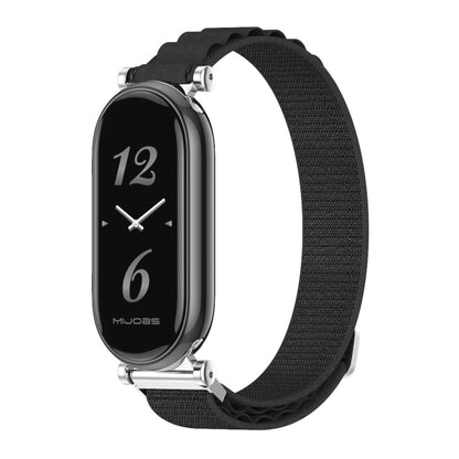 For Xiaomi Smart Band 10 / 9 / 8 Mijobs GT4 Nylon Breathable Watch Band(Black Silver) - Watch Bands by MIJOBS | Online Shopping UK | buy2fix