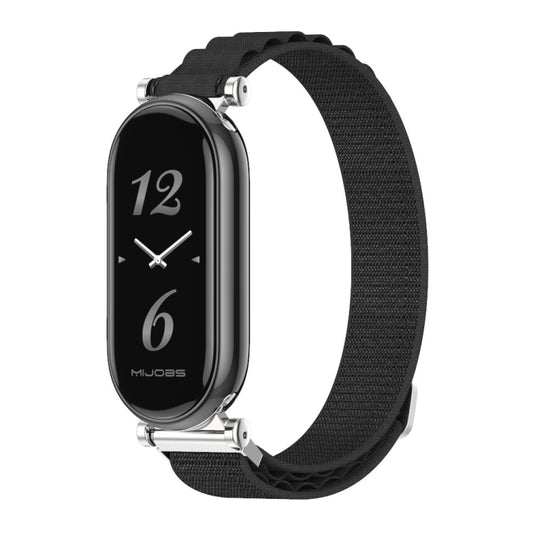For Xiaomi Smart Band 10 / 9 / 8 Mijobs GT4 Nylon Breathable Watch Band(Black Silver) - Watch Bands by MIJOBS | Online Shopping UK | buy2fix