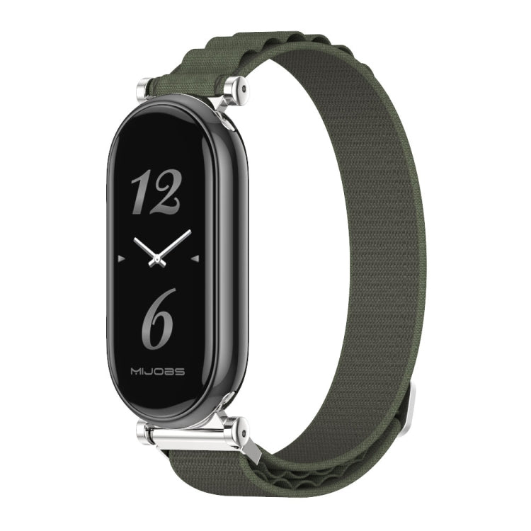 For Xiaomi Smart Band 10 / 9 / 8 Mijobs GT4 Nylon Breathable Watch Band(Army Green Silver) - Watch Bands by MIJOBS | Online Shopping UK | buy2fix