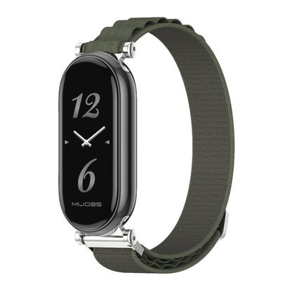 For Xiaomi Smart Band 10 / 9 / 8 Mijobs GT4 Nylon Breathable Watch Band(Army Green Silver) - Watch Bands by MIJOBS | Online Shopping UK | buy2fix