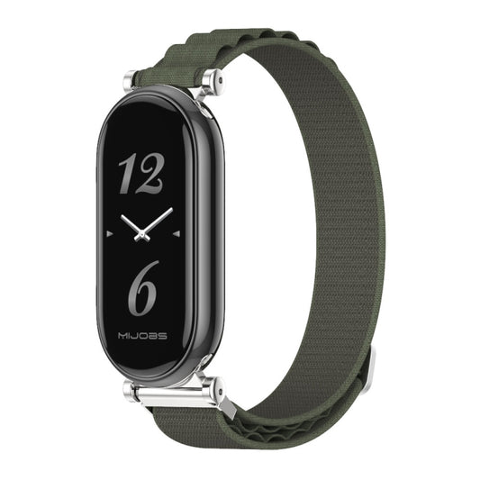 For Xiaomi Smart Band 10 / 9 / 8 Mijobs GT4 Nylon Breathable Watch Band(Army Green Silver) - Watch Bands by MIJOBS | Online Shopping UK | buy2fix