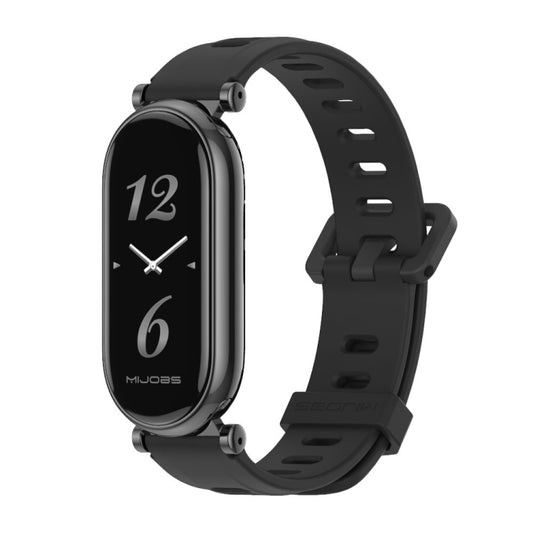 For Xiaomi Smart Band 10 / 9 / 8 Mijobs GT4 Flat Hole Silicone Watch Band(Black) - Watch Bands by MIJOBS | Online Shopping UK | buy2fix