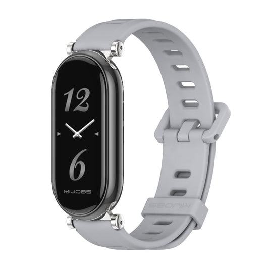 For Xiaomi Smart Band 10 / 9 / 8 Mijobs GT4 Flat Hole Silicone Watch Band(Grey Silver) - Watch Bands by MIJOBS | Online Shopping UK | buy2fix