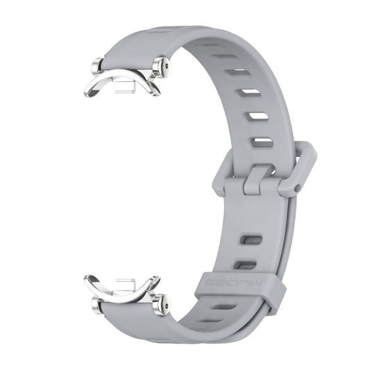 For Xiaomi Smart Band 10 / 9 / 8 Mijobs GT4 Flat Hole Silicone Watch Band(Grey Silver) - Watch Bands by MIJOBS | Online Shopping UK | buy2fix