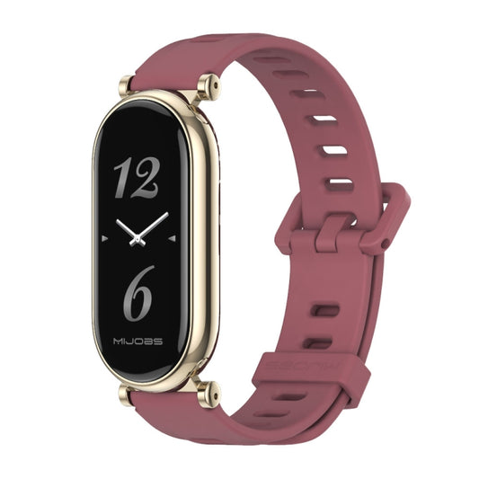 For Xiaomi Smart Band 10 / 9 / 8 Mijobs GT4 Flat Hole Silicone Watch Band(Wine Red Light Gold) - Watch Bands by MIJOBS | Online Shopping UK | buy2fix