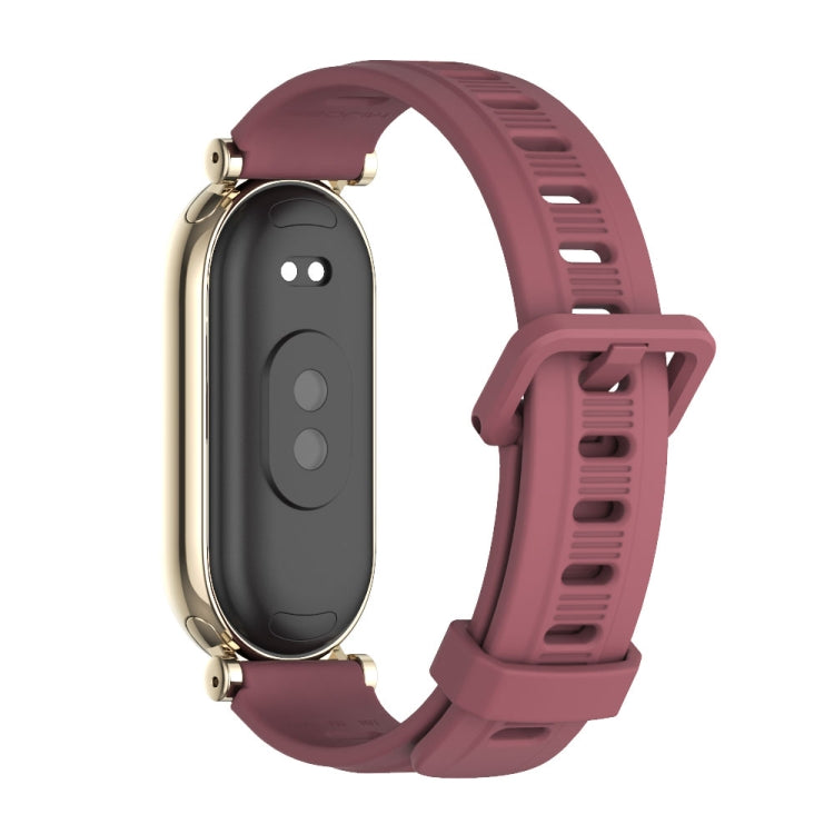 For Xiaomi Smart Band 10 / 9 / 8 Mijobs GT4 Flat Hole Silicone Watch Band(Wine Red Light Gold) - Watch Bands by MIJOBS | Online Shopping UK | buy2fix