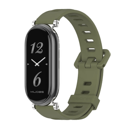 For Xiaomi Smart Band 10 / 9 / 8 Mijobs GT4 Flat Hole Silicone Watch Band(Army Green Silver) - Watch Bands by MIJOBS | Online Shopping UK | buy2fix