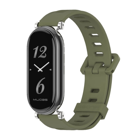 For Xiaomi Smart Band 10 / 9 / 8 Mijobs GT4 Flat Hole Silicone Watch Band(Army Green Silver) - Watch Bands by MIJOBS | Online Shopping UK | buy2fix