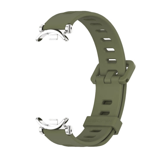 For Xiaomi Smart Band 10 / 9 / 8 Mijobs GT4 Flat Hole Silicone Watch Band(Army Green Silver) - Watch Bands by MIJOBS | Online Shopping UK | buy2fix