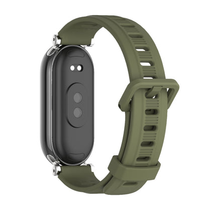 For Xiaomi Smart Band 10 / 9 / 8 Mijobs GT4 Flat Hole Silicone Watch Band(Army Green Silver) - Watch Bands by MIJOBS | Online Shopping UK | buy2fix