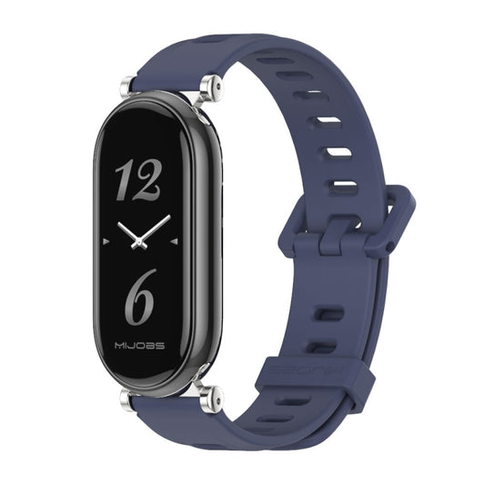 For Xiaomi Smart Band 10 / 9 / 8 Mijobs GT4 Flat Hole Silicone Watch Band(Midnight Blue Silver) - Watch Bands by MIJOBS | Online Shopping UK | buy2fix