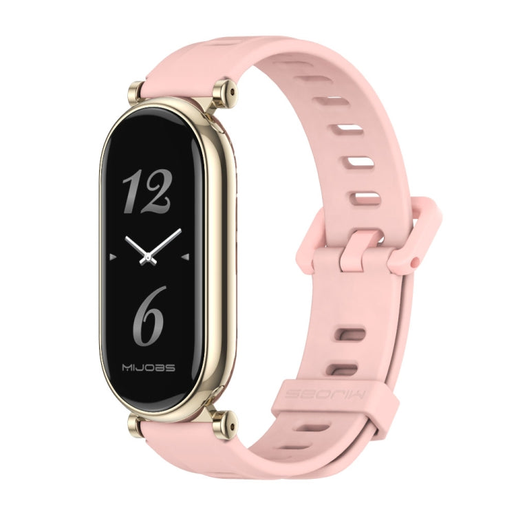 For Xiaomi Smart Band 10 / 9 / 8 Mijobs GT4 Flat Hole Silicone Watch Band(Pink Light Gold) - Watch Bands by MIJOBS | Online Shopping UK | buy2fix