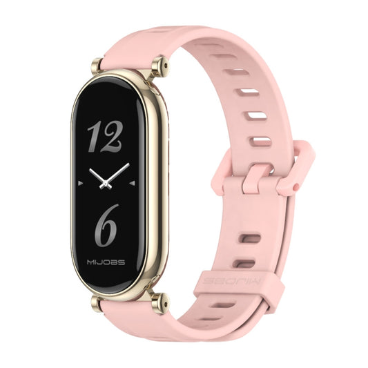 For Xiaomi Smart Band 10 / 9 / 8 Mijobs GT4 Flat Hole Silicone Watch Band(Pink Light Gold) - Watch Bands by MIJOBS | Online Shopping UK | buy2fix