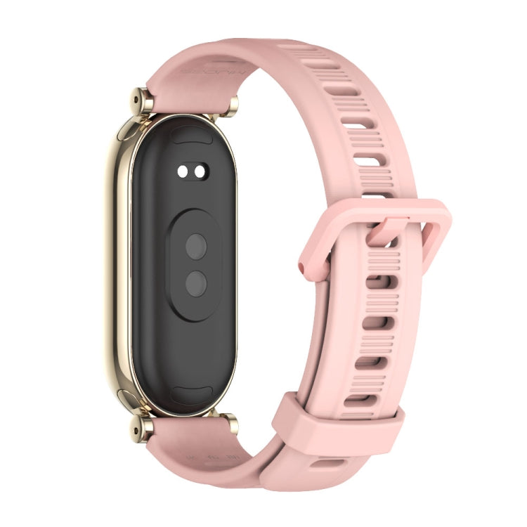 For Xiaomi Smart Band 10 / 9 / 8 Mijobs GT4 Flat Hole Silicone Watch Band(Pink Light Gold) - Watch Bands by MIJOBS | Online Shopping UK | buy2fix
