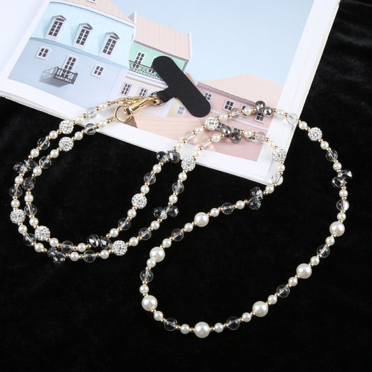 Mobile Phone Anti-lost Long Chain Flash Diamond Pearl Crossbody Lanyard(Black) - Lanyards & Wrist Straps by buy2fix | Online Shopping UK | buy2fix