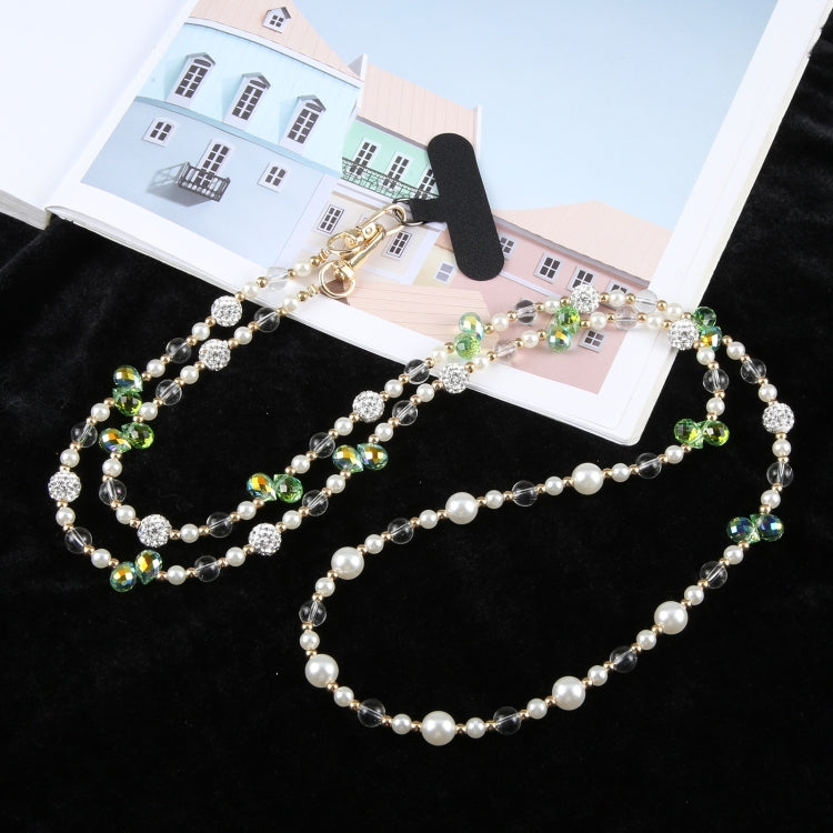 Mobile Phone Anti-lost Long Chain Flash Diamond Pearl Crossbody Lanyard(Green) - Lanyards & Wrist Straps by buy2fix | Online Shopping UK | buy2fix