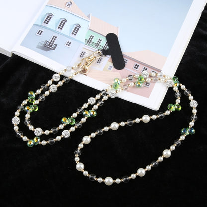 Mobile Phone Anti-lost Long Chain Flash Diamond Pearl Crossbody Lanyard(Green) - Lanyards & Wrist Straps by buy2fix | Online Shopping UK | buy2fix