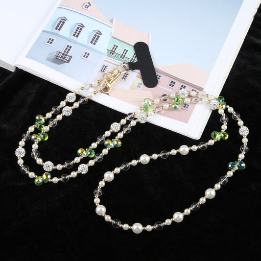 Mobile Phone Anti-lost Long Chain Flash Diamond Pearl Crossbody Lanyard(Green) - Lanyards & Wrist Straps by buy2fix | Online Shopping UK | buy2fix