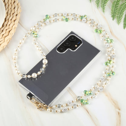 Mobile Phone Anti-lost Long Chain Flash Diamond Pearl Crossbody Lanyard(Light Yellow) - Lanyards & Wrist Straps by buy2fix | Online Shopping UK | buy2fix