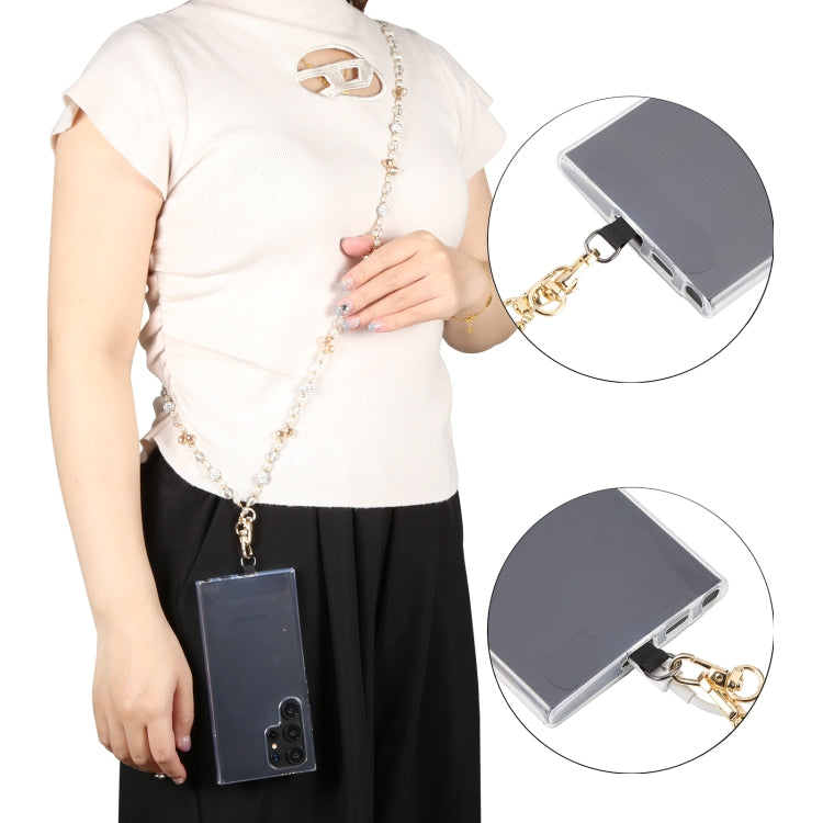 Mobile Phone Anti-lost Long Chain Flash Diamond Pearl Crossbody Lanyard(Pink) - Lanyards & Wrist Straps by buy2fix | Online Shopping UK | buy2fix