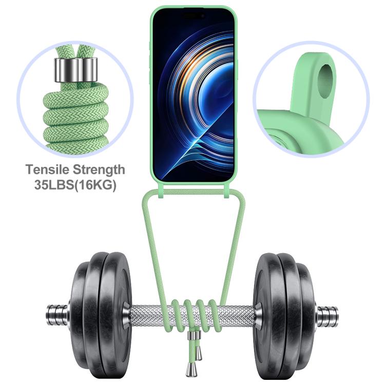 For iPhone Air Integrated Card Bag Solid Color Liquid Silicone Phone Case with Lanyard(Green) - iPhone Air Cases by buy2fix | Online Shopping UK | buy2fix