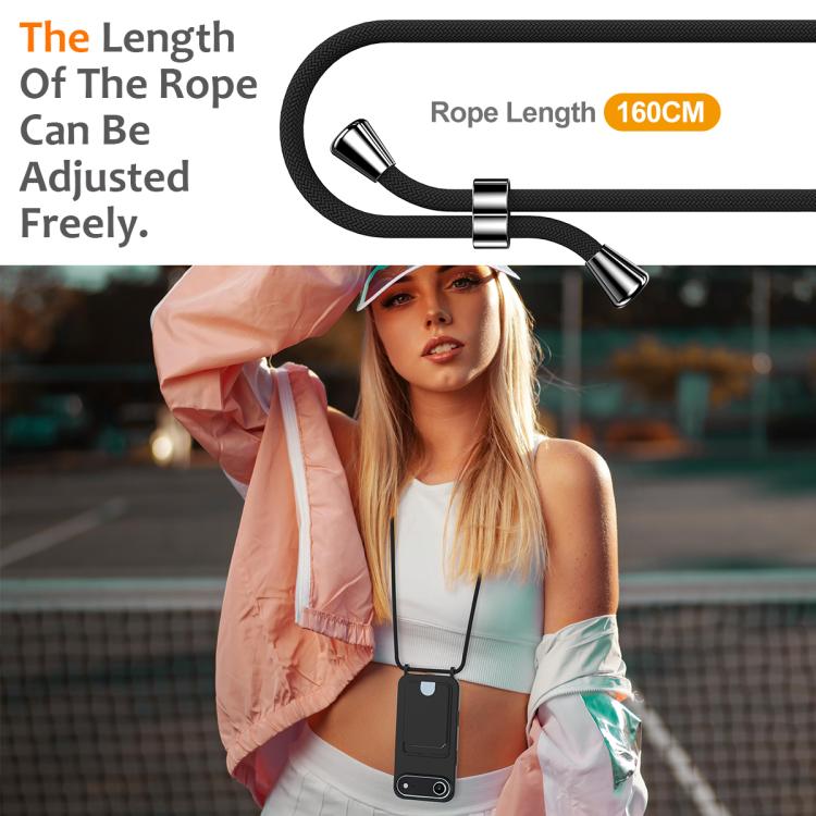 For iPhone Air Integrated Card Bag Solid Color Liquid Silicone Phone Case with Lanyard(Black) - iPhone Air Cases by buy2fix | Online Shopping UK | buy2fix