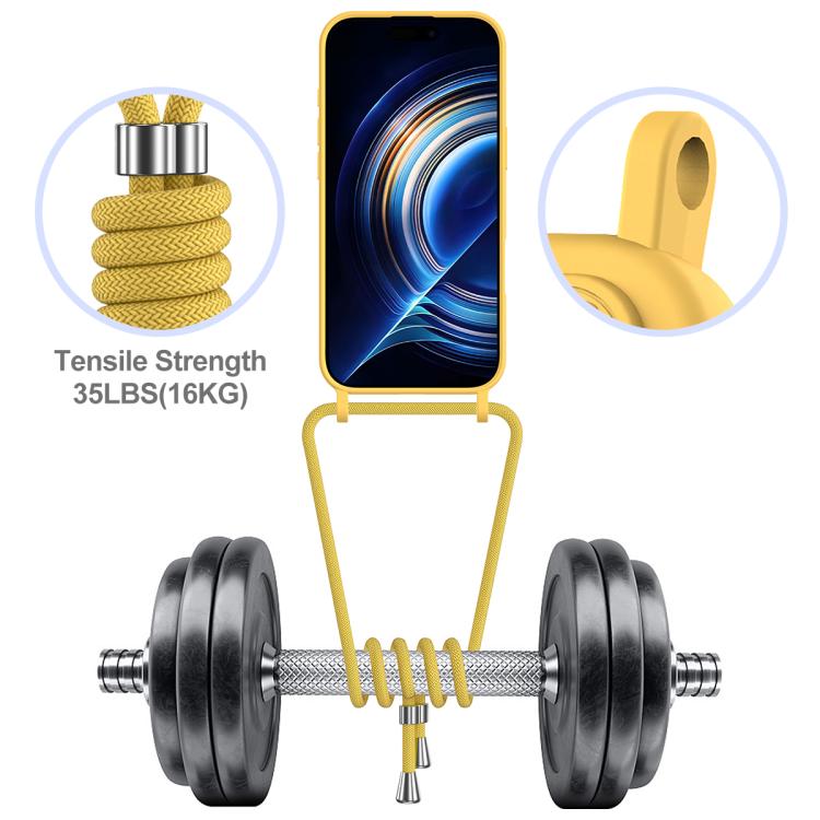 For iPhone Air Integrated Card Bag Solid Color Liquid Silicone Phone Case with Lanyard(Yellow) - iPhone Air Cases by buy2fix | Online Shopping UK | buy2fix